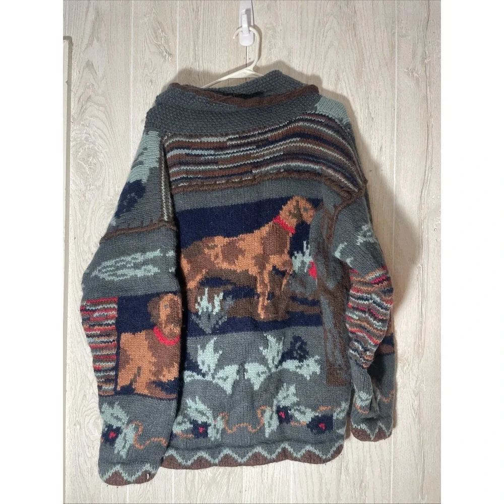 Vtg Eddie Bauer Cardigan Sweater Cowhichan Dog Theme Wool / Laine Blend Button - Picture 6 of 8